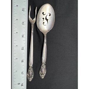 Silverplate Ballard-Country Serving Fork & Flat Slotted Spoon Set Oneida Communi